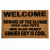 coir outdoor doormat beware of blonde, kids pets are shady ginger guy is cool