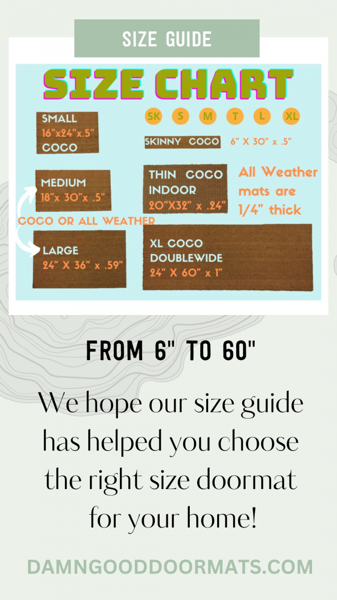 sizing chart for damn good doormats